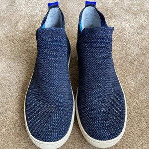 Rothy's Metallic Lattice Stitch Chelsea Sneakers Boot in Midnight Blue